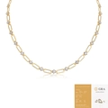 Golden moissanite chain link necklace with a GRA certification report on white background - 4.0mm Moissanite (With GRA Certificate) / Gold
