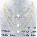 Set collana a catena serpente dorata con perla da 10mm, disponibile in diverse lunghezze - Perla Dorata (KN289082-Z) / Set a 3 strati