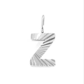 Polished stainless steel letter Z pendant featuring a decorative radial textured finish - Letter Z / Steel Color