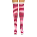 Pink and white striped over-knee high socks in knitted fabric for festive party costumes - Pink and White Striped Style (Style 3)