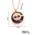 Evil eye crystal pendant necklace with purple and green gradient in gold finish - Purple Green Gradient Faceted Style (N00921-51)