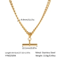 Detailed dimensions of the gold stainless steel bar pendant necklace with T-bar clasp - 4.4mm Figaro Chain Style (YYN025094) / Gold