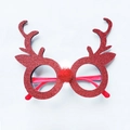 Sparkly red glitter reindeer antler Christmas party glasses with soft plush pom-pom - Red Antlers with Nose and Ears Glasses