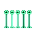 Fünfteiliges Set grüner Labret-Stecker aus Edelstahl für Lippen und Ohren - Grün Kugel