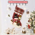 Mini red Christmas stocking bag with 3D snowman pattern and plaid trim for tree decor - Large Snowman with Gift Bag Stocking (F1-1)