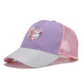 Lila Mädchen Baseballkappe mit Pailletten-Herz-Patch und silbernem Glitzerschirm - Herz Pailletten - Lila