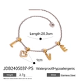 Bracelet bicolore en acier inoxydable avec lettres LOVE dorées et pendentif cœur - Jdb2405037-ps