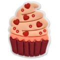 Ciondolo per scarpe a forma di cupcake con cuori rossi e glassa rosa pesca - 06