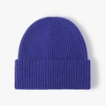 Winter beanie in dark blue rib-knit style with a turn-up cuff for outdoor warmth - Sky Blue