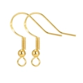 Golden S925 sterling silver ear hooks for DIY earring making with metallic luster - With Bead / 18k Gold