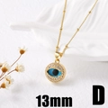 18k gold plated evil eye pendant necklace with 13mm blue zircon heart design - Style D Round 13mm