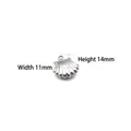 Silver stainless steel hollow seashell pendant with 14mm height and 11mm width dimensions - Shell