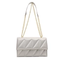 White quilted crossbody bag with gold chain strap, luxury minimalist design for women - Silver
