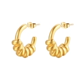 Eleganti orecchini a cerchio dorati a spirale ritorta in stile minimalista in acciaio al titanio - Oro