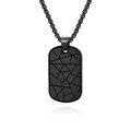 Black stainless steel dog tag necklace for men with geometric triangle patterns - Single Pendant Black