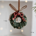 Nordic Christmas wreath resin ornament with red bow and gold ball, size 7.5cm - Retro Red Bow Wreath