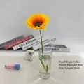 Single yellow artificial sunflower 32cm long in a glass vase for home decor - Yellow (9cm/32cm)