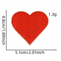 Close-up of red heart embroidered patch showing dimensions 5.1x4.8cm and dense stitching - Style 13 (Single Heart)