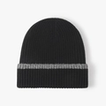 Berretto in maglia a coste nere con striscia grigia per calore e comfort invernale - Taglia unica / Nero (23B012)