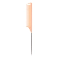 Pink professional hair highlighting comb with fine teeth and long metal tail point - Light Pink