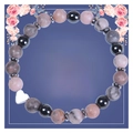 Natural stone friendship bracelet with pink and grey beads and heart charm on card - Pink and Gray Marble (Best Bitches)