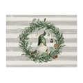 Mantel individual de gnomo navideño con corona de invierno en lino y algodón a rayas - 32*21cm (Algodón y Lino) / CD102-2(Gnomo en Guirnalda)