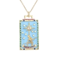 Collar tarot La Estrella bañado en oro con esmalte azul y circonitas de colores vivos - La Estrella (Azul)