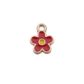 Red flower alloy charm with gold frame and yellow center for DIY jewelry making - Small Daisy Style (12252)