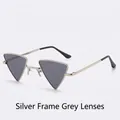 Futuristische zilveren metalen driehoekige zonnebril met grijze glazen voor heren en dames - Zilveren Frame Grijze Lens