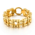 Pulsera dorada de cadena de bicicleta estilo punk con calaveras para hombre en acero - Dorado
