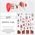Détails de stickers à ongles de Noël avec motifs Père Noël, rennes et flocons - JO-2279 Fête de Noël