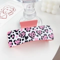 Pink heart claw clip with leopard print pattern for women elegant hair styling accessory - Gothic Heart - Rectangle