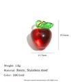 Pendentif cerise en acier doré 18 carats avec fruits en résine rouge et feuilles - Pendentif Cerise en Résine - Or (C9431)