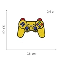 Detailed view of yellow controller embroidered patch with 7.5cm x 5.4cm size specifications - Game Controller