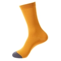 Calze in cotone giallo brillante con punta grigio scuro e trama a coste classica - Taglia unica / Giallo e Grigio Blocco di Colore (SW09)