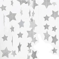 Sparkling silver glitter star garland banner for festive birthday party wall decoration - 4 Meters / Glitter Silver Stars