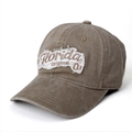 Detail of vintage washed canvas baseball cap with Florida Original embroidery and frayed edges - Adjustable / Khaki