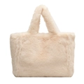 Chic cream white fluffy faux fur tote bag for women featuring soft plush texture - Off-white