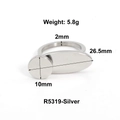 Silver titanium steel ring with oval plate and round disc pendant, size specs shown - Geometric Disc Style (R5319-Silver)