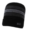Berretto invernale in maglia a righe nere e grigie con patch stella SPORT - Elastico 56-60cm / Grigio