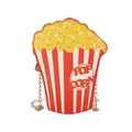 Creative popcorn bucket crossbody bag with red stripes and gold chain strap - Popcorn