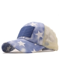 Gorra de béisbol tie-dye con parche de bandera americana y estrellas en malla suave - Ajustable / Estrella Azul Blanco (04)
