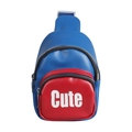 Kids trendy blue and red chest bag with Cute letter print for sports and travel - 13*6*19cm / Blue
