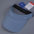 Detail of blue sun visor with elastic strap and UPF 50+ cooling technology label - M (56-58cm) / Haze Blue