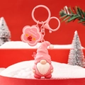 Pink Christmas gnome keychain with white beard and Merry Christmas charm accessory - Santa Claus (Pink)
