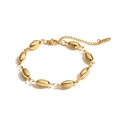 Bracciale in acciaio inossidabile placcato oro 18K con ciondoli ovali e chiusura a moschettone - Chicco Ovale/31901 / Oro
