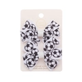 Pair of black and white soccer print hair bow clips for sports fans and kids - Soccer-Black White