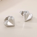 Eleganti orecchini a lobo a cuore in argento lucido con taglio 3D e finitura a specchio - Oro 18K / Argento