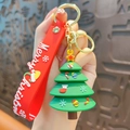 Cute Christmas tree keychain with red silicone strap for festive holiday gift bags - Christmas Tree