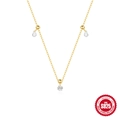 Collana minimalista in argento S925 dorato con ciondoli pendenti in zircone bianco - Oro - Collana / Argento 925
